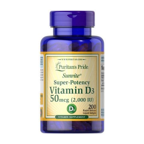 Puritan’s Pride Vitamin D3 50 mcg (2,000 IU) (200 softgels)