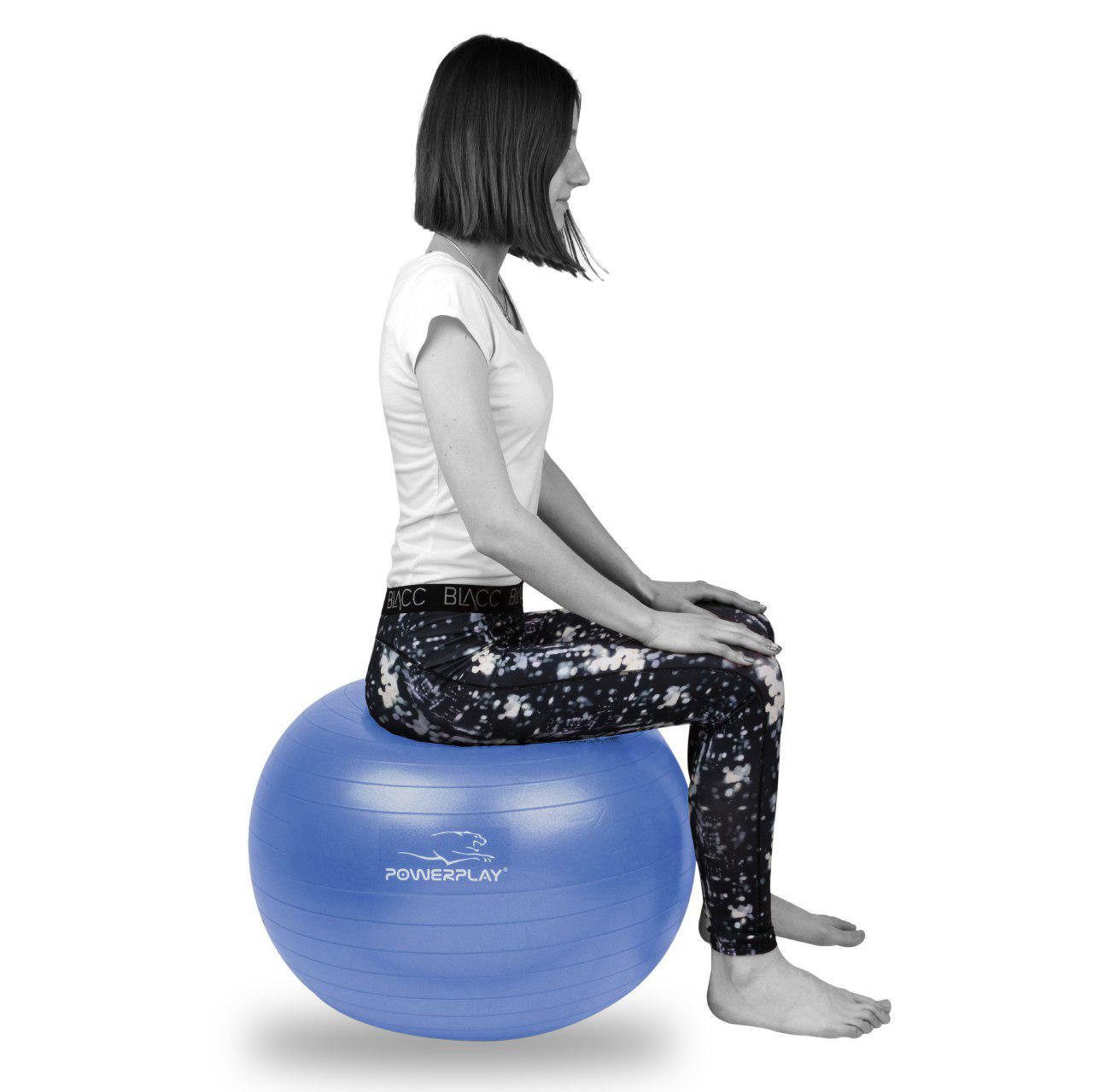 М’яч для фітнесу (фітбол) PowerPlay 4001 Ø65 cm Gymball Синій + помпа