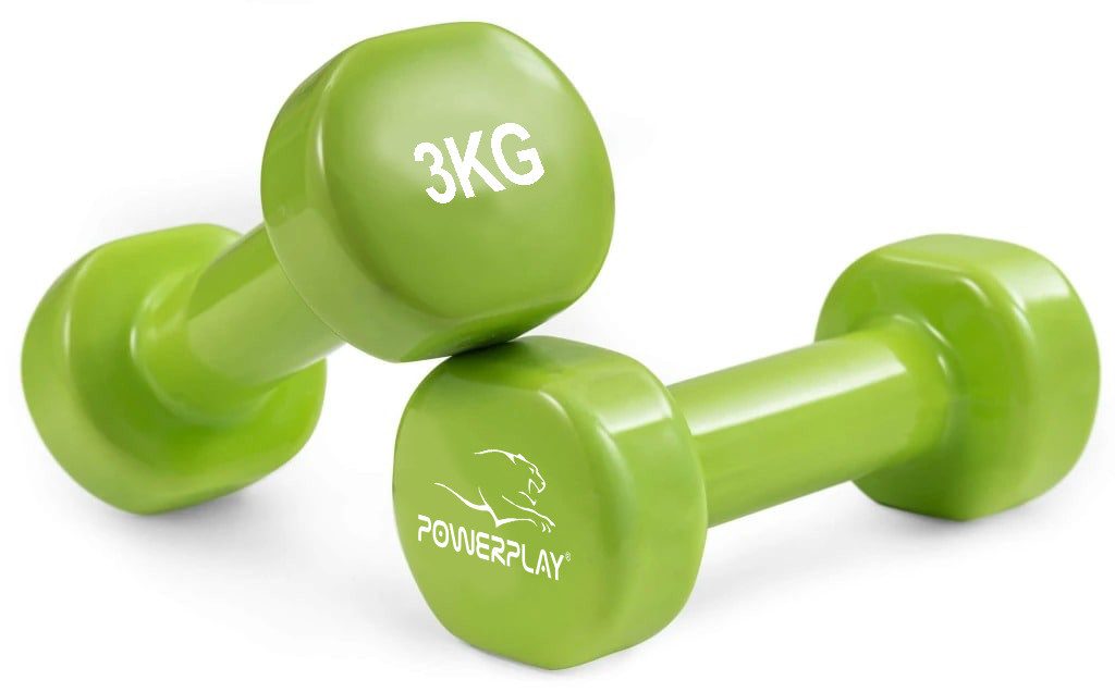 Гантелі вінілові PowerPlay 4125 Achilles 2*3 кг. Зелені (пара – 2шт.)