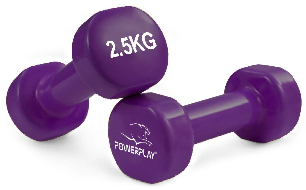 Гантелі вінілові PowerPlay 4125 Achilles 2*2.5 кг. Фіолетові (пара – 2шт.)
