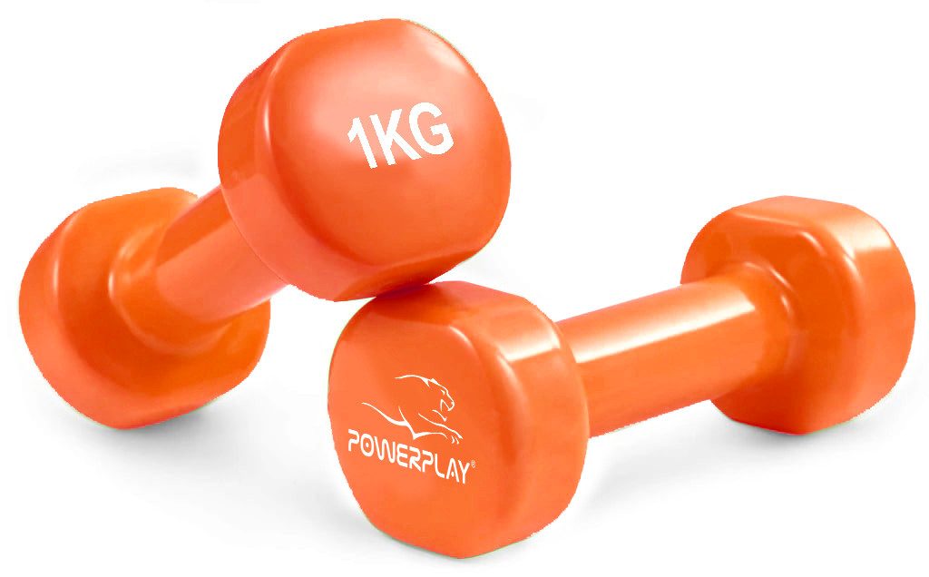 Гантелі вінілові PowerPlay 4125 Achilles 2*1 кг. Помаранчеві (пара – 2шт.)