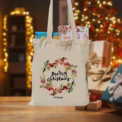Розпродаж – Екошопер BookOpt BK4018 Merry Christmas бежевий