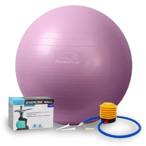 М’яч для фітнесу (фітбол) PowerPlay 4001 Ø75 cm Gymball  Фіолетовий + помпа