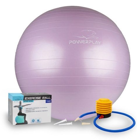 М’яч для фітнесу (фітбол) PowerPlay 4001 Ø65 cm Gymball  Ліловий + помпа