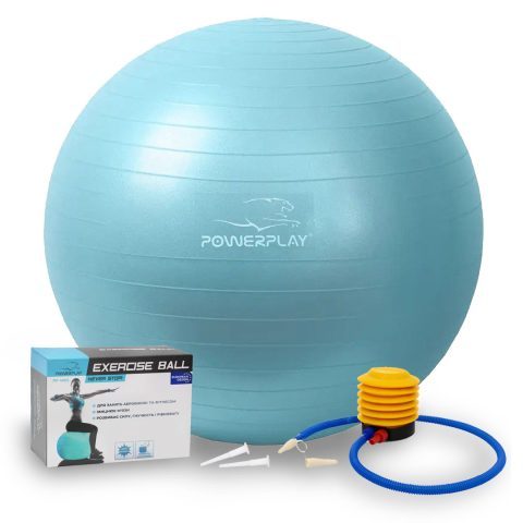 М’яч для фітнесу (фітбол) PowerPlay 4001 Ø65 cm Gymball  М’ятний + помпа