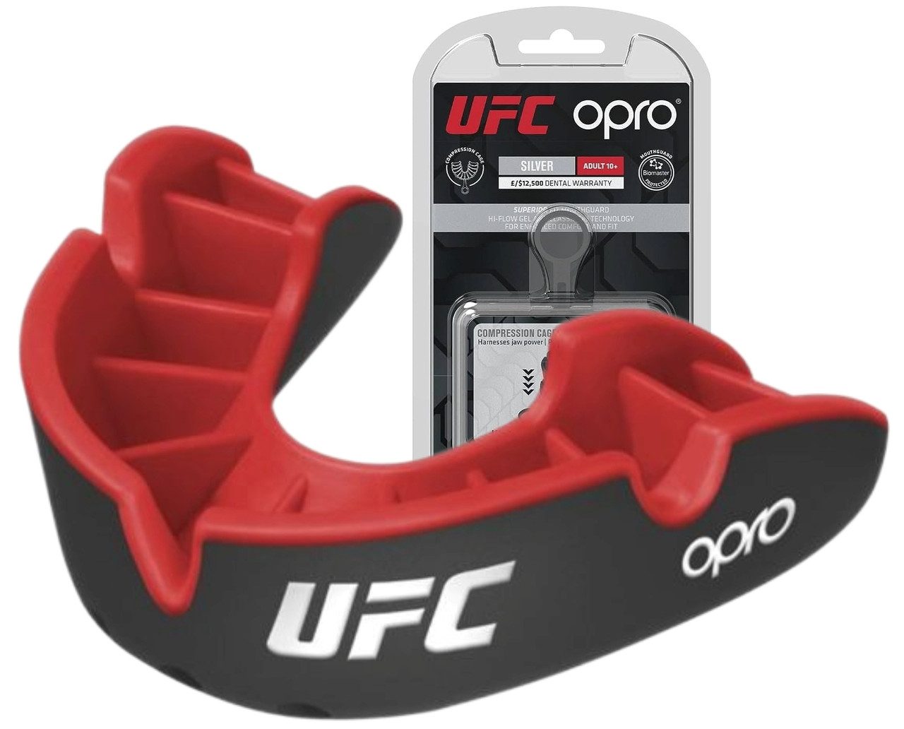 Капа боксерська OPRO Silver UFC Hologram Black/Red (art.002259002)