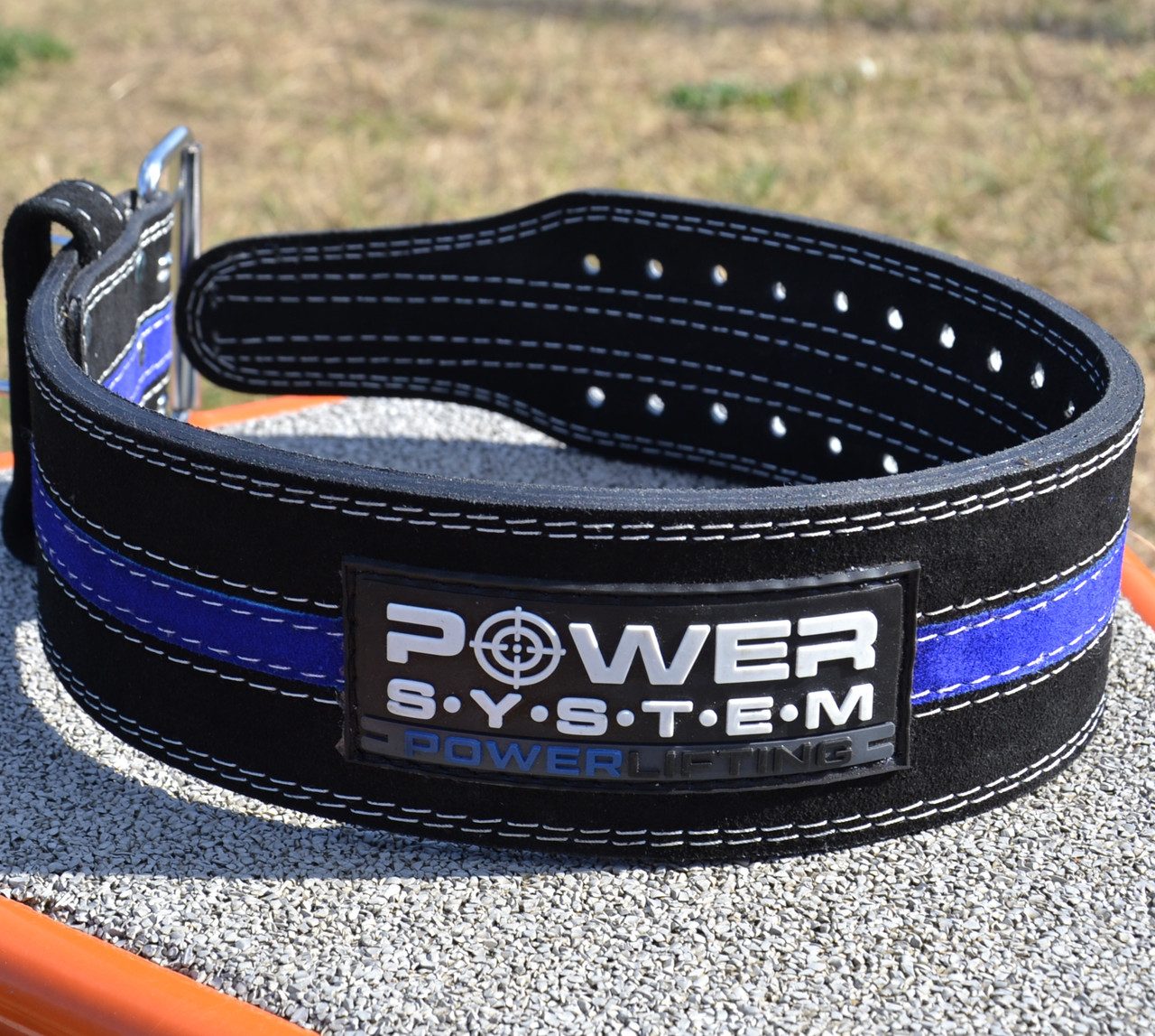 Пояс для пауерліфтингу Power System PS-3800 PowerLifting шкіряний Black/Blue Line XXL