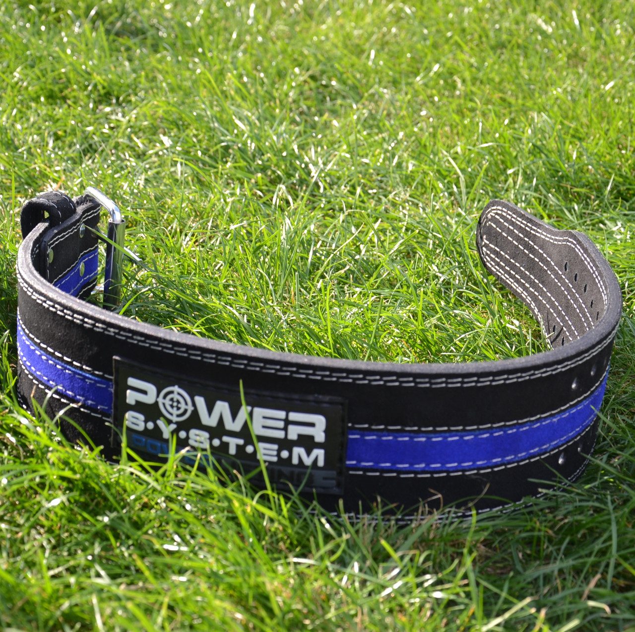 Пояс для пауерліфтингу Power System PS-3800 PowerLifting шкіряний Black/Blue Line XXL