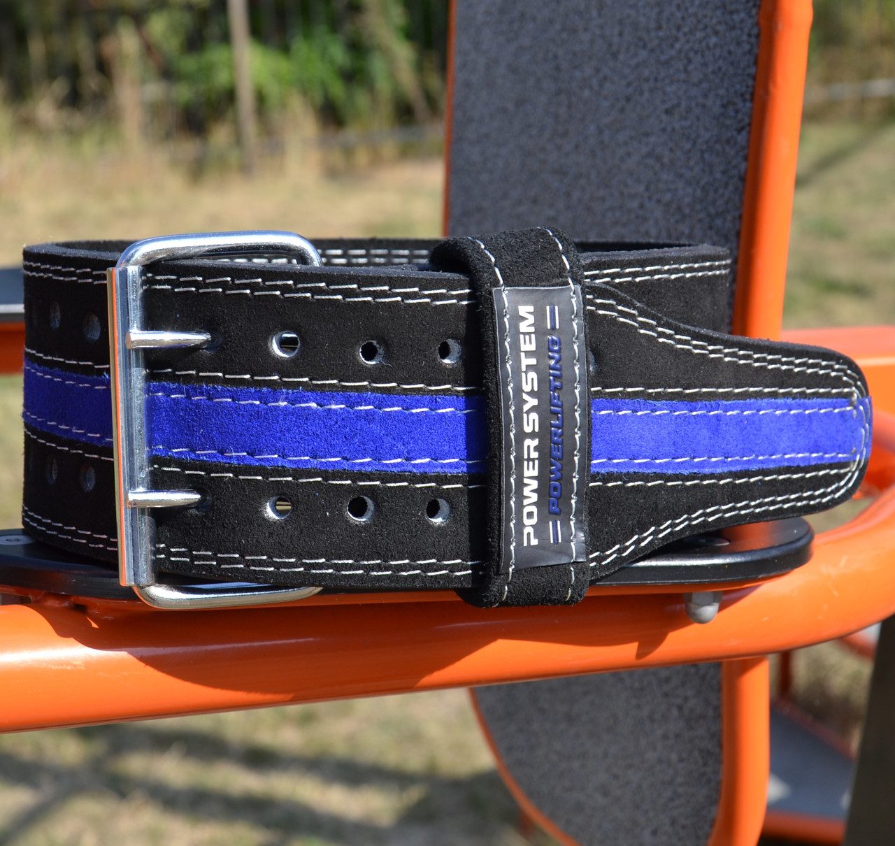 Пояс для пауерліфтингу Power System PS-3800 PowerLifting шкіряний Black/Blue Line XXL