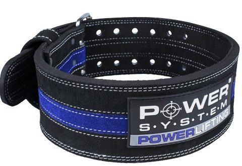 Пояс для пауерліфтингу Power System PS-3800  PowerLifting шкіряний Black/Blue Line XXL