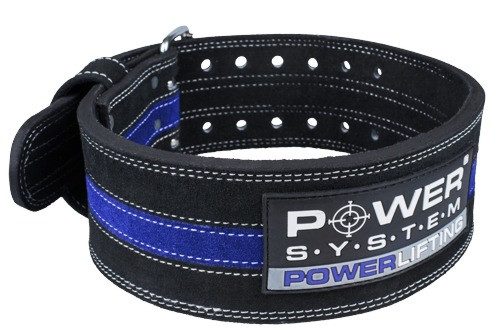 Пояс для пауерліфтингу Power System PS-3800 PowerLifting шкіряний Black/Blue Line XXL