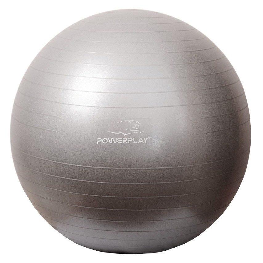 М’яч для фітнесу (фітбол) PowerPlay 4001 Ø75 cm Gymball Сріблястий + помпа