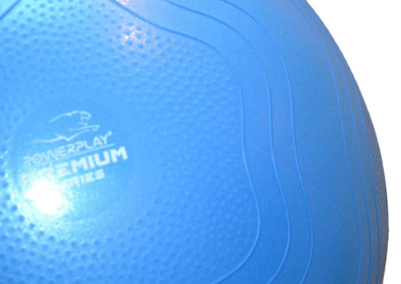 М’яч для фітнесу (фітбол) укріплений PowerPlay 4000 Ø65 cm Premium Gymball Anti-Burst Синій + помпа