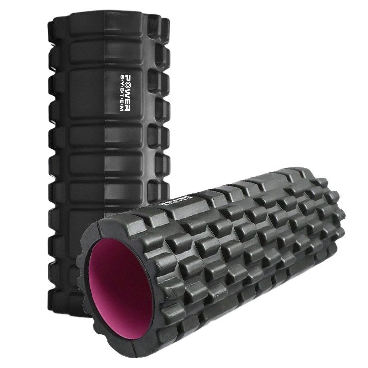 Масажний ролик (роллер) Power System PS-4050 Fitness Foam Roller Black/Pink (33×15см.)