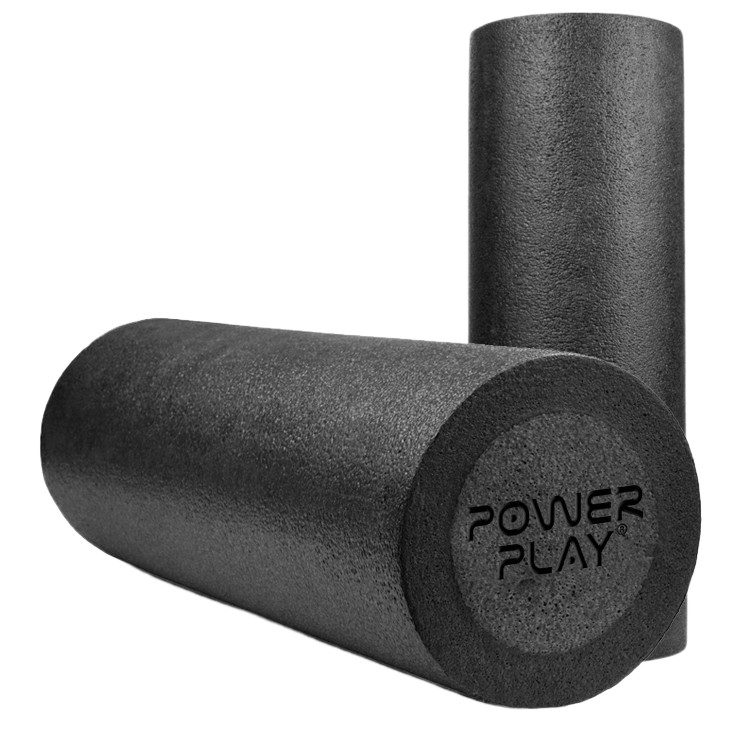 Масажний ролик (роллер) гладкий PowerPlay 4021 Fitness Roller Чорний (60×15см.)