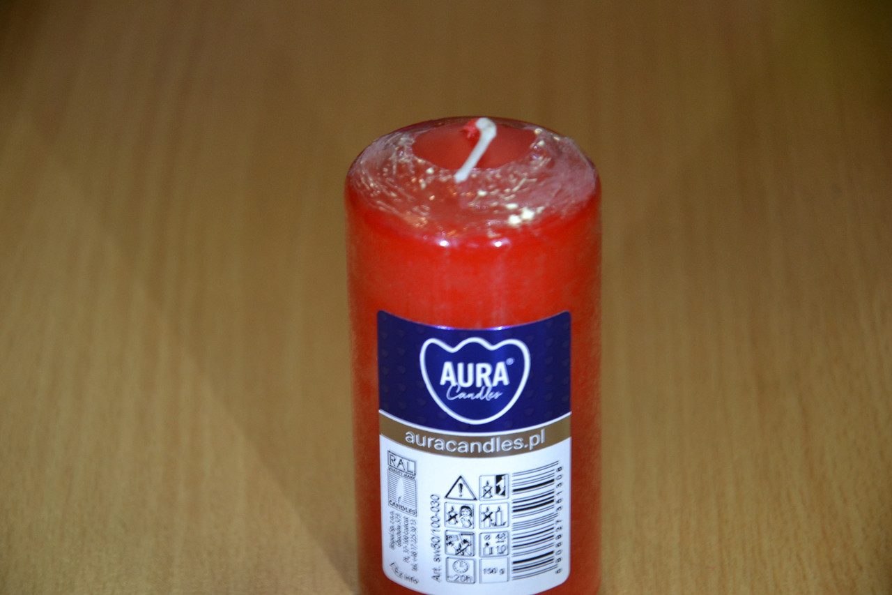 Свічка столова циліндр Bispol AURA Candles sw50_100_030 Червоний