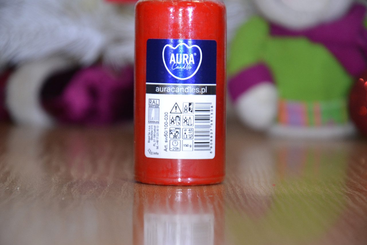 Свічка столова циліндр Bispol AURA Candles sw50_100_030 Червоний