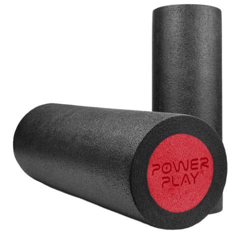 Масажний ролик (роллер) гладкий PowerPlay 4021 Fitness Roller Чорно-червоний (45×15см.)