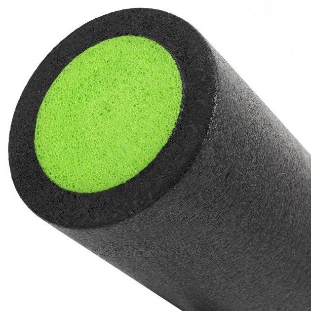Масажний ролик (роллер) гладкий PowerPlay 4021 Fitness Roller Чорно-зелений (30×15см.)
