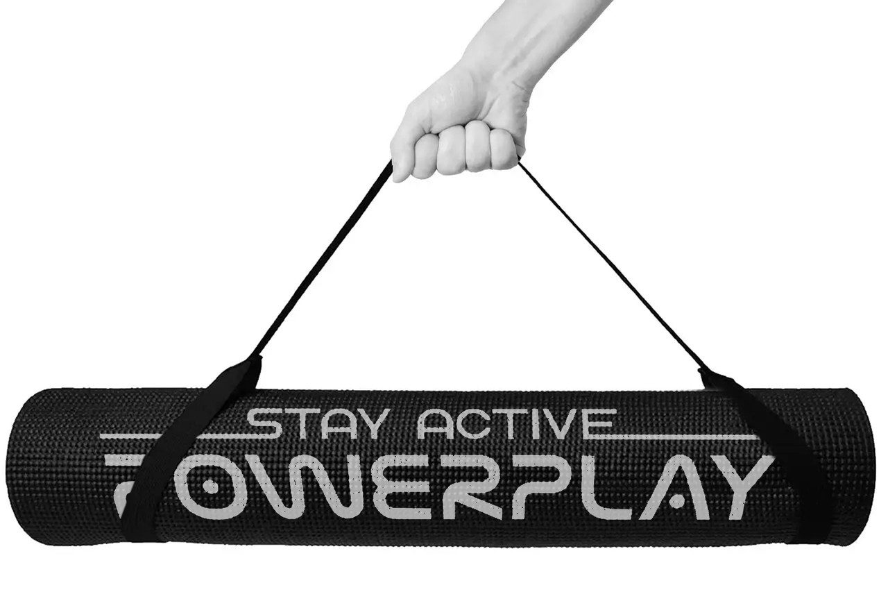 Килимок для йоги та фітнесу PowerPlay 4010 PVC Yoga Mat Чорний (173x61x0.6)