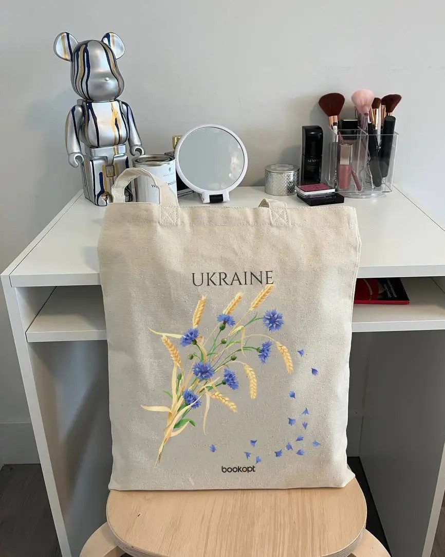 Екошопер BookOpt BK4020 Ukraine (Волошки і колоски) бежевий
