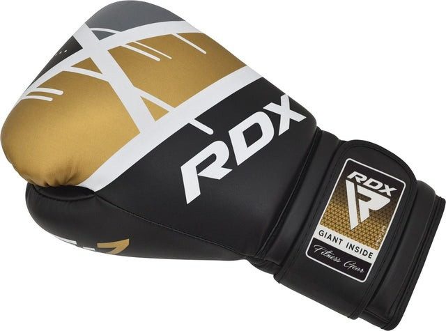 Боксерські рукавиці RDX F7 Ego Black Golden 12 унцій (капа у комплекті)