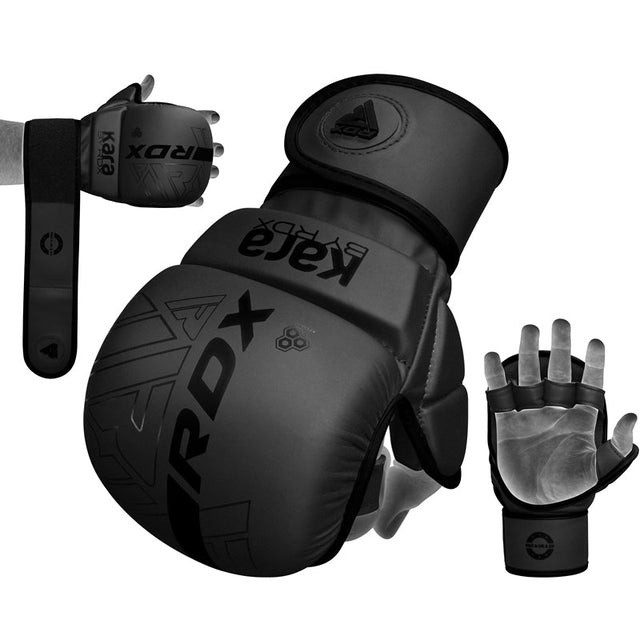Рукавиці для ММА (Греплінгові рукавички) RDX F6 KARA Matte Black Plus S/M