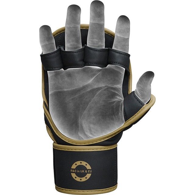 Рукавиці для ММА (Греплінгові рукавички) RDX F6 KARA Matte Golden Plus S/M