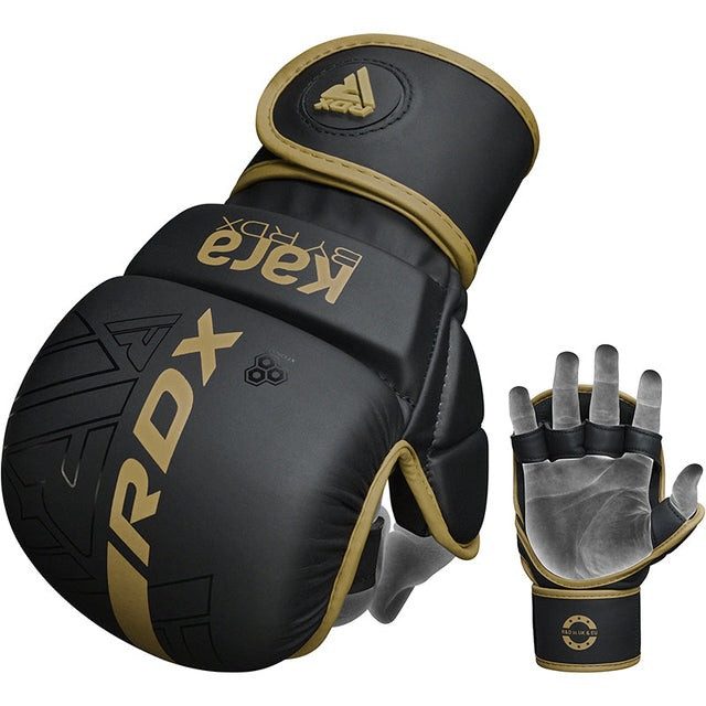 Рукавиці для ММА (Греплінгові рукавички) RDX F6 KARA Matte Golden Plus S/M
