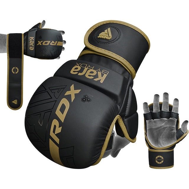Рукавиці для ММА (Греплінгові рукавички) RDX F6 KARA Matte Golden Plus S/M