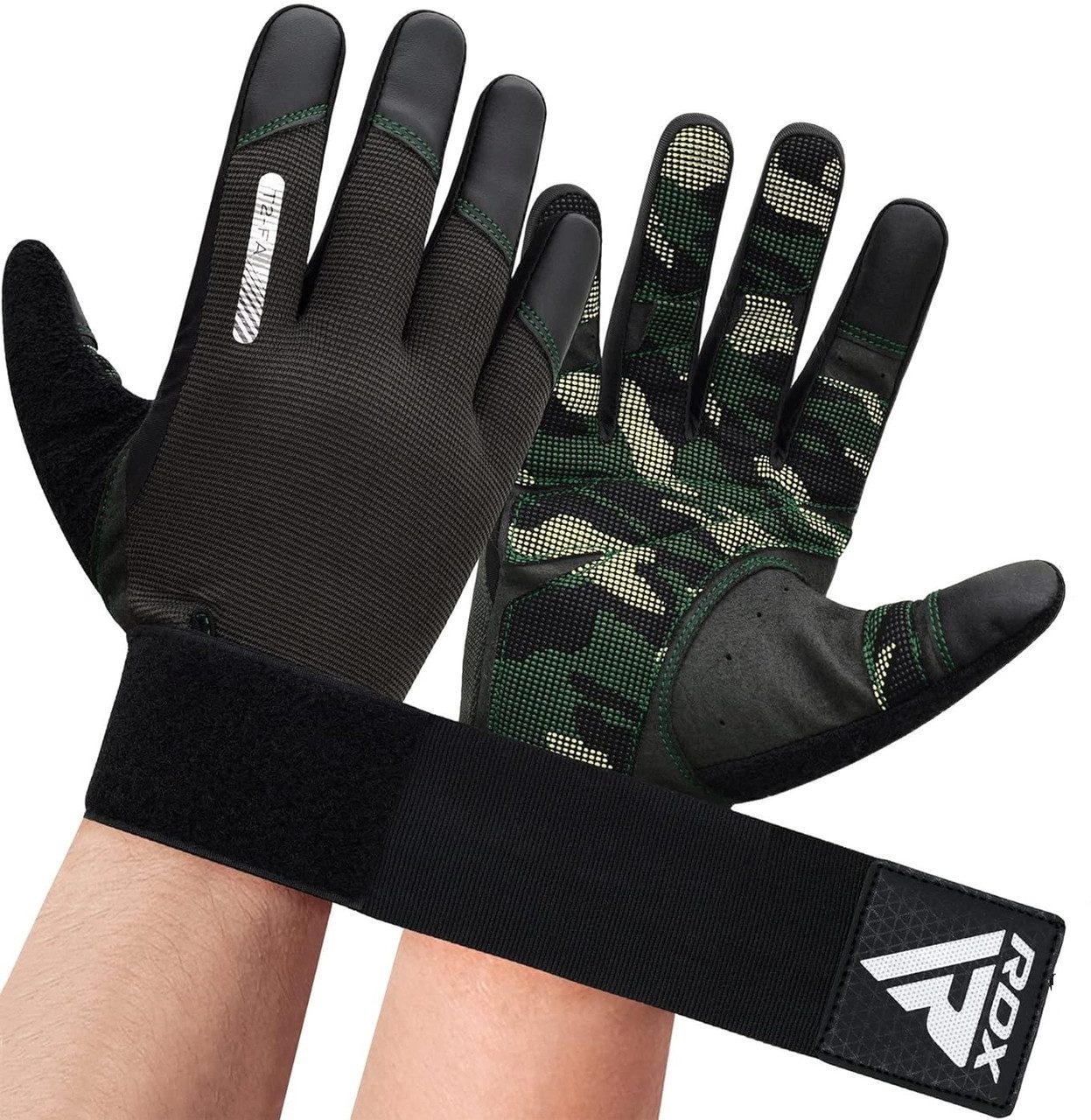 Рукавички для фітнесу RDX T2 Touch Screen Friendly Full Fingerf Army Green S