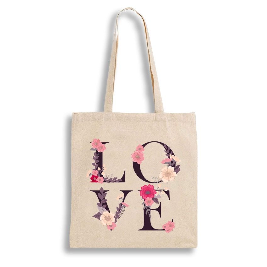 Екошопер Bookopt ВК4072 LOVE (квіти), бежевий