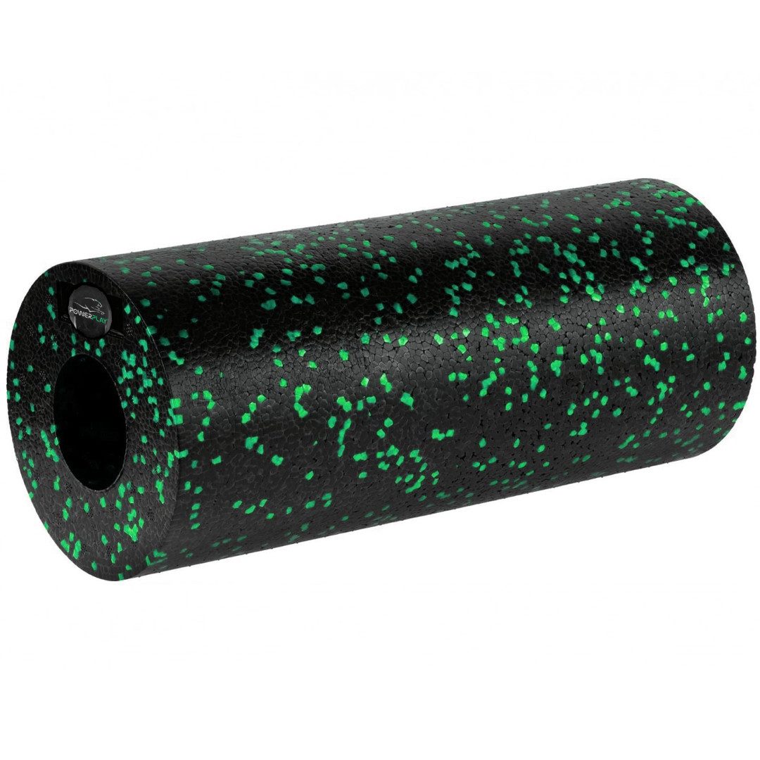 Масажний ролик (роллер) гладкий PowerPlay PP-4348 2 in 1 EPP Foam Roller Чорно/Зелений (33×14см.)
