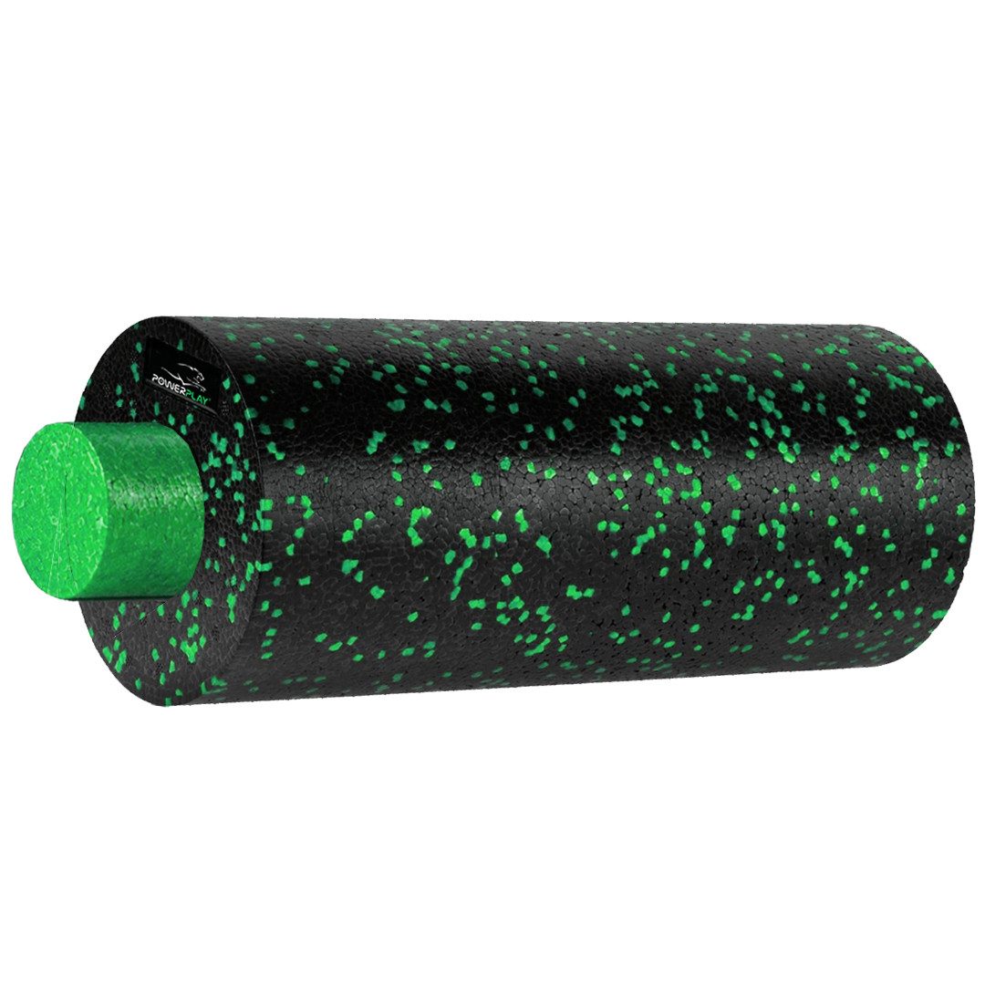 Масажний ролик (роллер) гладкий PowerPlay PP-4348 2 in 1 EPP Foam Roller Чорно/Зелений (33×14см.)