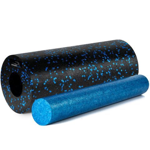 Масажний ролик (роллер) гладкий PowerPlay PP-4348 2 in 1 EPP Foam Roller Чорно/Синій (33×14см.)