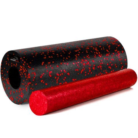 Масажний ролик (роллер) гладкий PowerPlay PP-4348 2 in 1 EPP Foam Roller Чорно/Червоний (33×14см.)