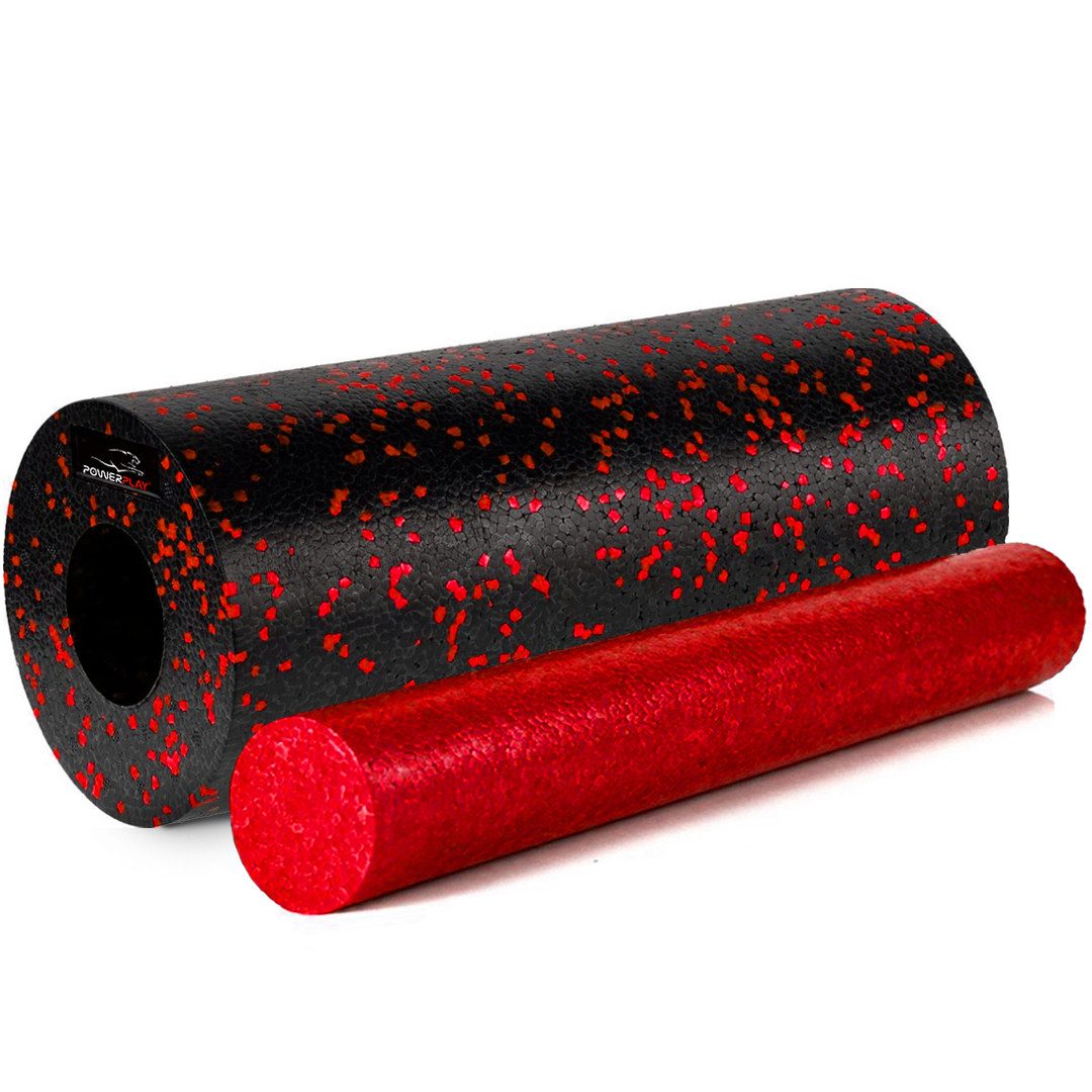 Масажний ролик (роллер) гладкий PowerPlay PP-4348 2 in 1 EPP Foam Roller Чорно/Червоний (33×14см.)