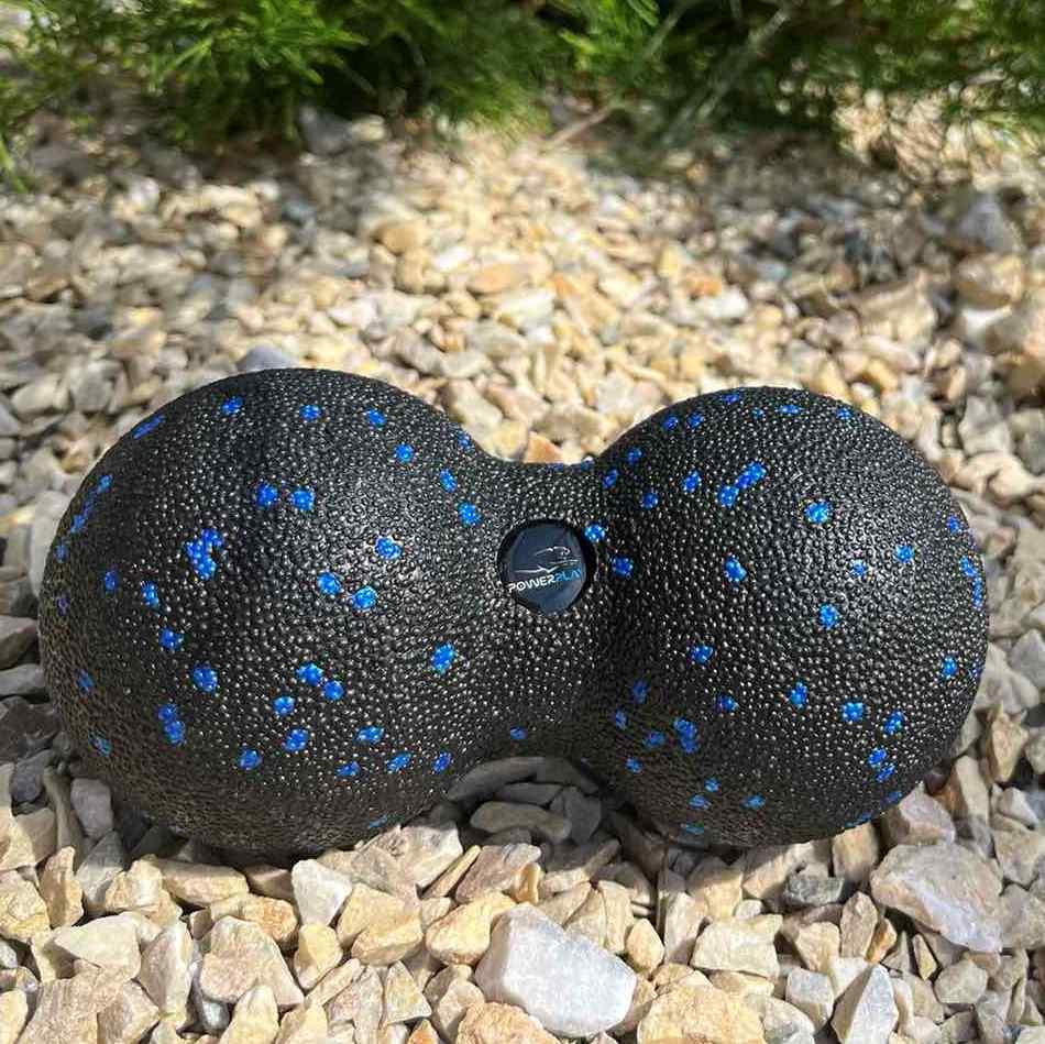 Масажний м’яч подвійний PowerPlay PP-4352 Epp foam peanut ball (d8*16cm.) Чорно/Синій