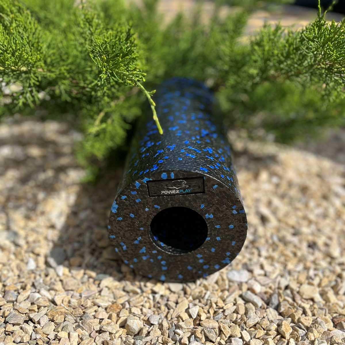 Масажний ролик (роллер) гладкий PowerPlay PP-4348 2 in 1 EPP Foam Roller Чорно/Синій (33×14см.)