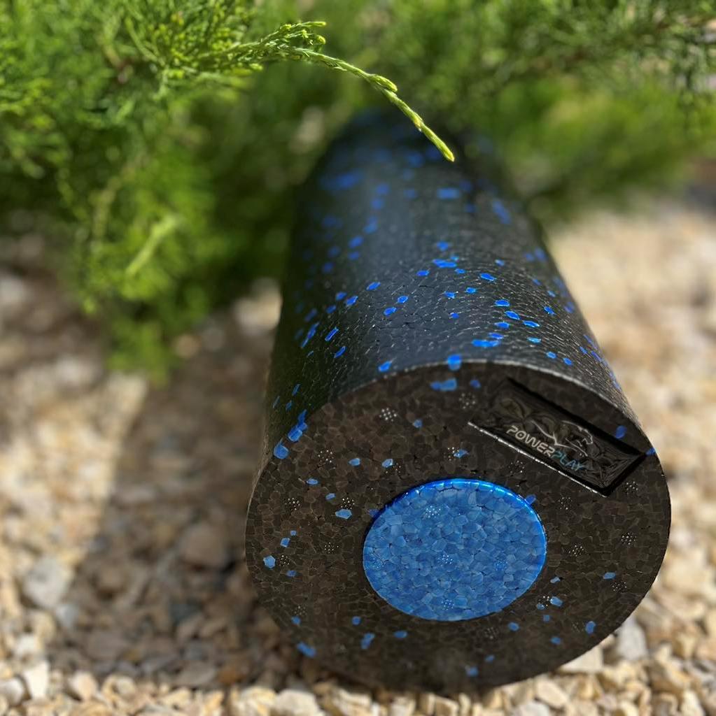 Масажний ролик (роллер) гладкий PowerPlay PP-4348 2 in 1 EPP Foam Roller Чорно/Синій (33×14см.)