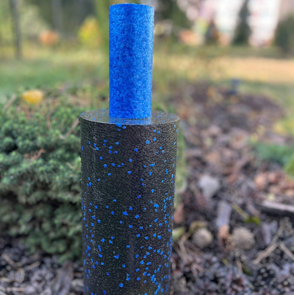 Масажний ролик (роллер) гладкий PowerPlay PP-4348 2 in 1 EPP Foam Roller Чорно/Синій (33×14см.)