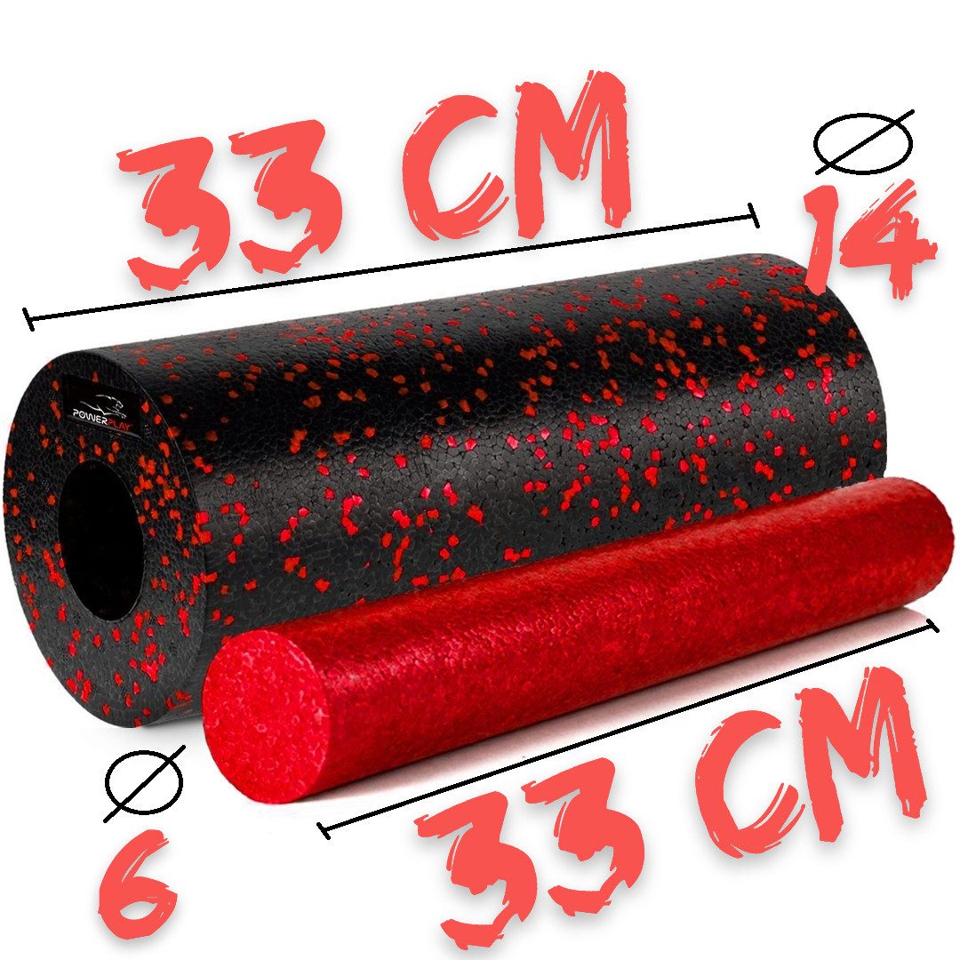 Масажний ролик (роллер) гладкий PowerPlay PP-4348 2 in 1 EPP Foam Roller Чорно/Червоний (33×14см.)