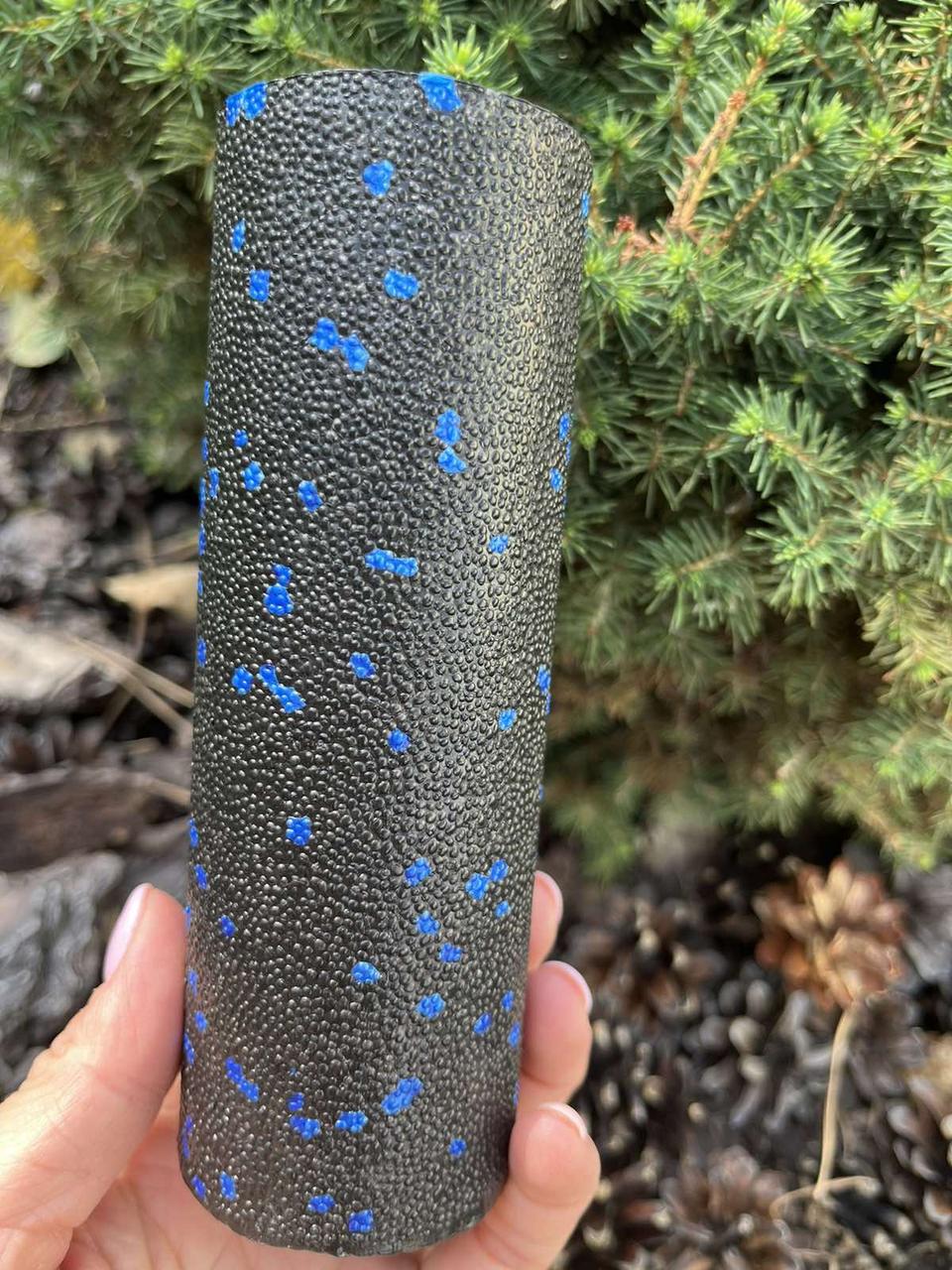 Масажний ролик (роллер) гладкий PowerPlay PP-4346 Mini EPP Foam Roller Чорно/Синій (15×5,3см.)