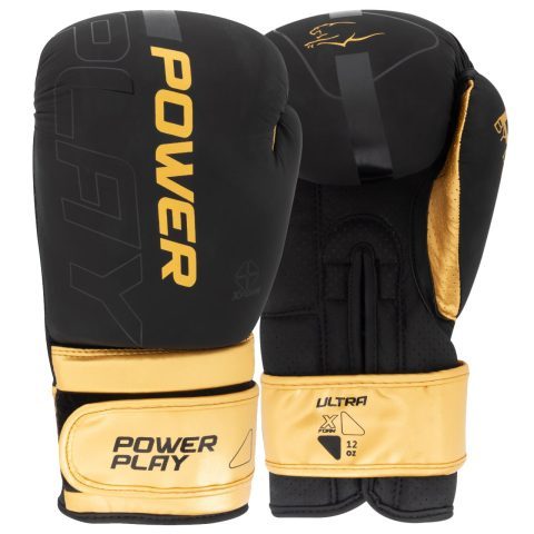 Боксерські рукавиці PowerPlay 3024 Ultra Mat Чорно-Золоті 8 унцій