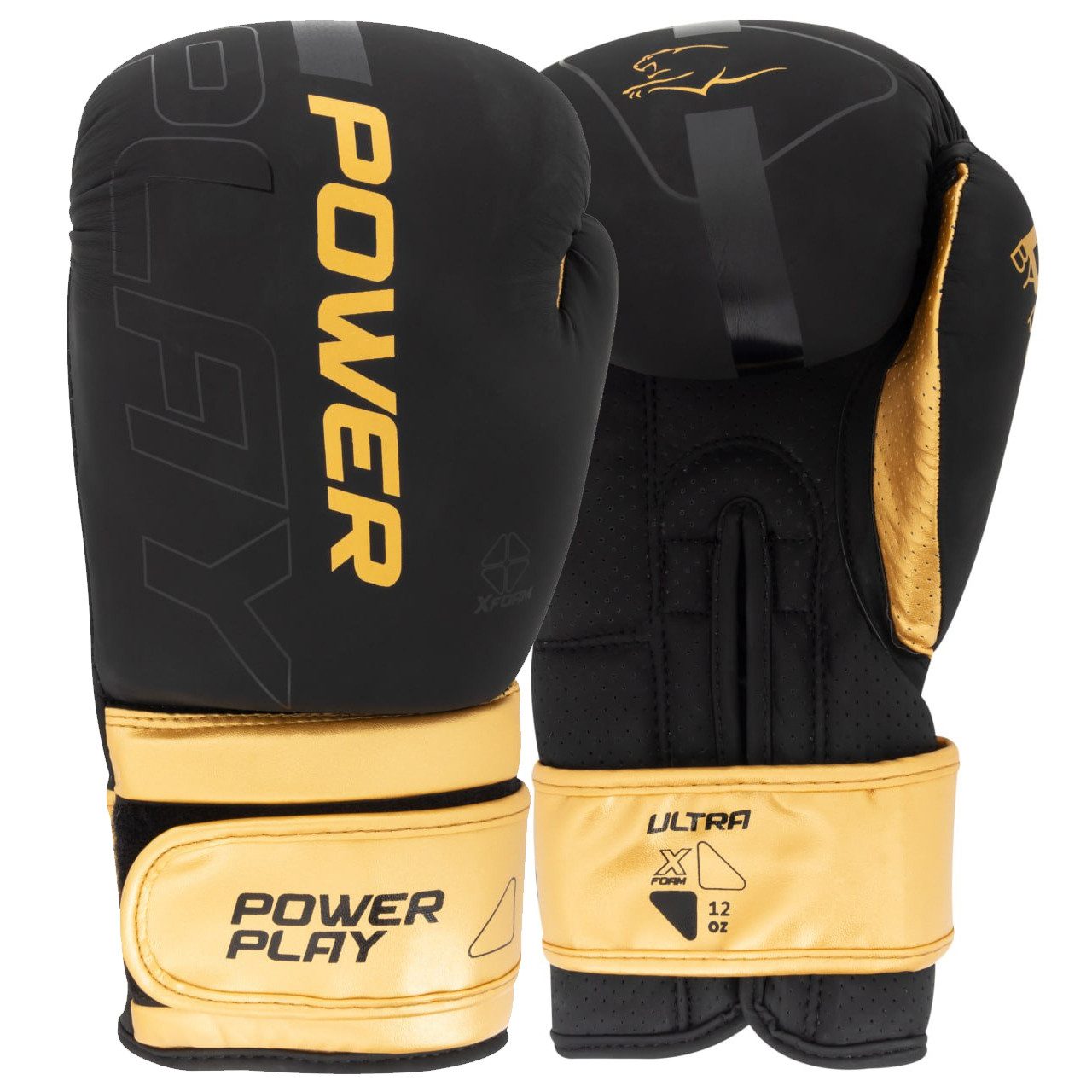Боксерські рукавиці PowerPlay 3024 Ultra Mat Чорно-Золоті 8 унцій