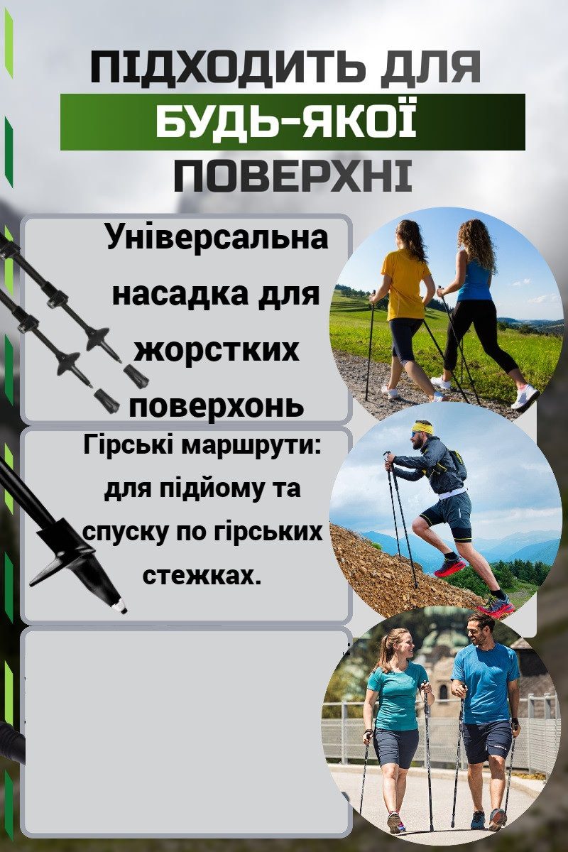 Палиці для скандинавської ходьби PowerPlay 9104 Lykke Black/White 80-135 см (пара)
