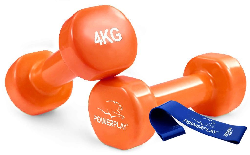 Гантелі вінілові PowerPlay 4125 Achilles 2*4 кг. Помаранчеві (пара – 2шт.)