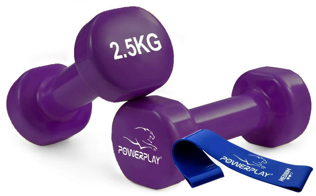 Гантелі вінілові PowerPlay 4125 Achilles 2*2.5 кг. Фіолетові (пара – 2шт.)