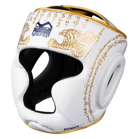 Боксерський шолом Phantom Muay Thai Full Face White Gold (капа в комплекті)