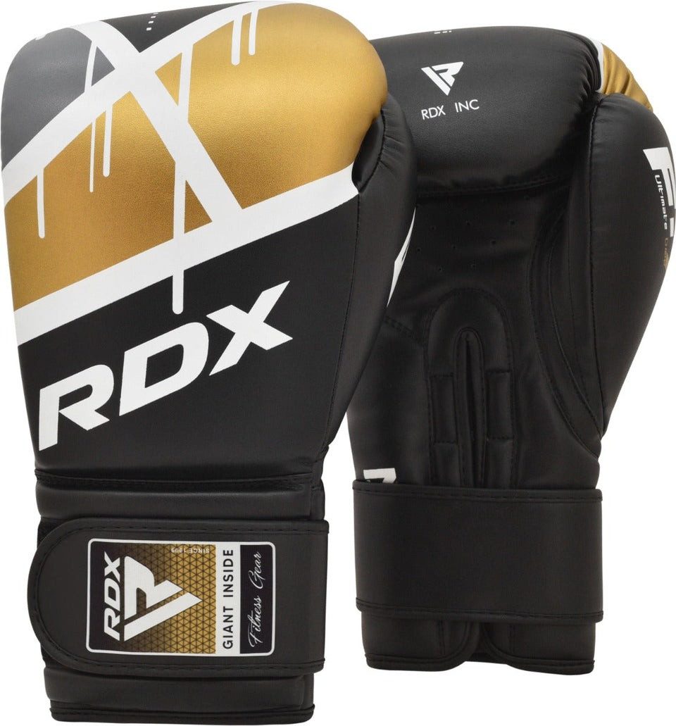 Боксерські рукавиці RDX F7 Ego Black Golden 12 унцій (капа у комплекті)